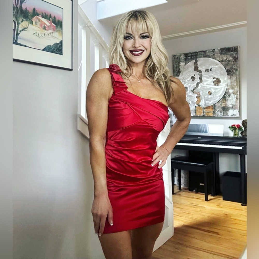 AS YOU WISH Red One-Shoulder Dress